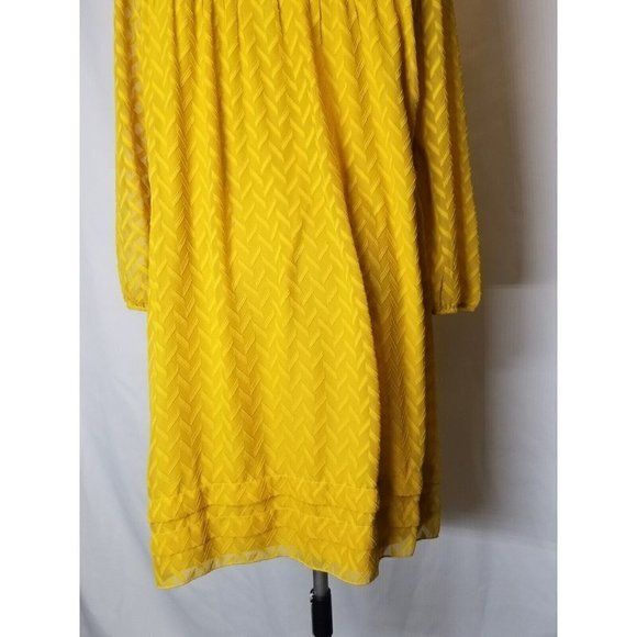 Anthropolgie One September Anwen Long Sleeve Dress yellow Boho Peasant Size L - Picture 7 of 12